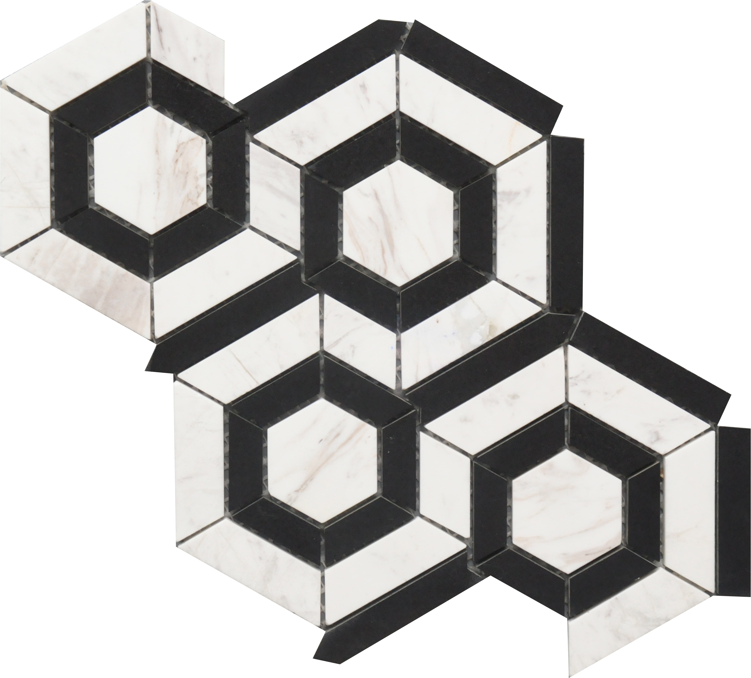 Marble B&W Hexagon